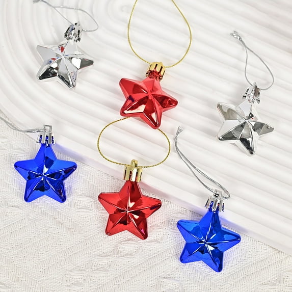 NSESSHome Clearance 6Pcs Patriotic Star Ornaments Memorial Day Independence Day Labor Day Veterans Day Decorations for Home Party Christmas Tree Decor