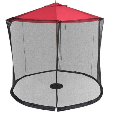 NSESSHome 9-13ft Black Patio Umbrella Mosquito Nets, Polyester Mesh, Universal Canopy Umbrella Netting Screen, Outdoor Patio Tables Cantilever Offset Hanging Market Umbrellas