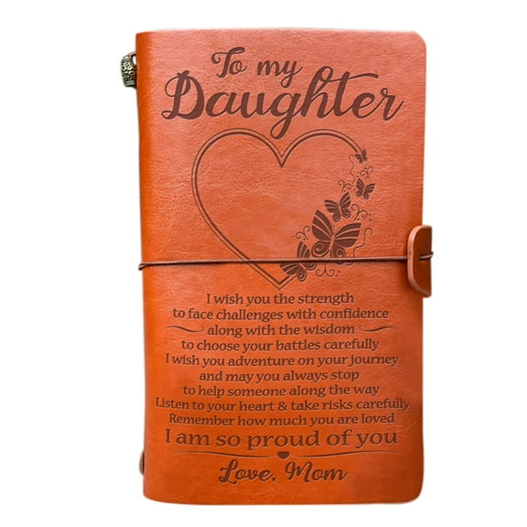 NSESSHome Artisan Crafted Leather Notebook Journal with Engraved Message, Personalized Thanksgiving Gift for Daughter, Son, Grandchild, Mom, Dad, Record Life's Memories and Cherish Forever