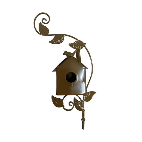 NSESSHome Bird House Feeder Stake Outdoor, Metal Wild Bird Feeders Birdhouse Stake Outside Decorations for Patio, Backyard, Yard