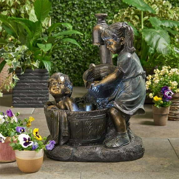 NSESSHome Boy & Girl Garden Statue A Kid With Fireflies Garden Statue-garden Decoration