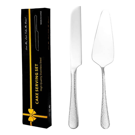 NSESSHome Cake Cutting Set for Wedding, Knife and Server with Stainless Steel Rounded Edges, Cutter Pie Spatula Birthday Anniversary Christmas Gift