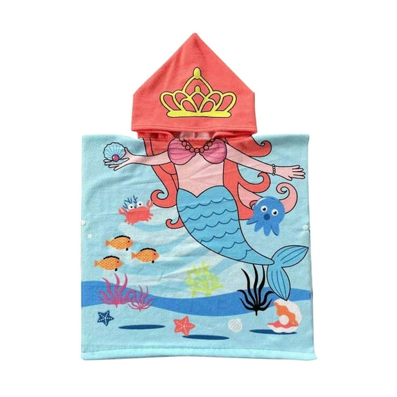 NSESSHome Children's Bath Towel Cape Children's Hooded Bathrobe Print Wearable Beach