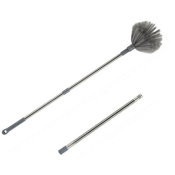 NSESSHome Cobweb Duster with Extension Pole, Long Duster for High Ceilings, Walls, Medium Stiff Cobweb Brush with Lightweight Stainless Steel Pole for Outdoor Indoor Cleaning