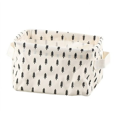 NSESSHome Cotton Linen Desktop Storage Basket Sundries Storage Box with Handle