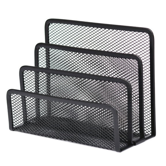 NSESSHome Desk Mail Organizer, Office Small Letter Sorter Desktop File Organizer Metal Mesh with 3 Vertical Upright Compartments