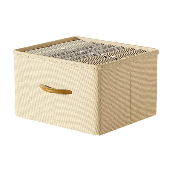 NSESSHome Foldable Storage Box Clothes And Pants Storage Basket Wardrobe Wooden Handle Fabric Storage And Organization Box