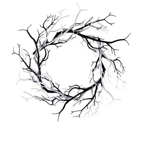 NSESSHome Clearance Halloween Deadwood Wreath Black Wreath and Webs Door Wreath with Halloween Decorations for Halloween Party and Holiday Decorations 16.5 Inch