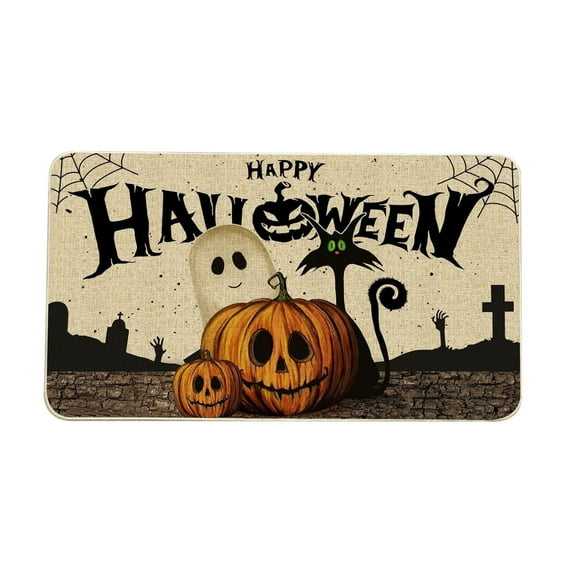 NSESSHome Clearance Halloween Pumpkins Decorative Doormat Non Slip Rubber Backing Washable Door Mat, Seasonal Fall Entrance Floor Mat Home Kitchen Carpet Decor Front Porch Rug