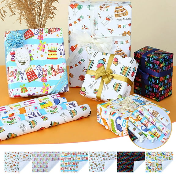 NSESSHome Happy Birthday Wrapping Paper Gift Wrapping Paper 80g Coated Paper Holiday Decoration