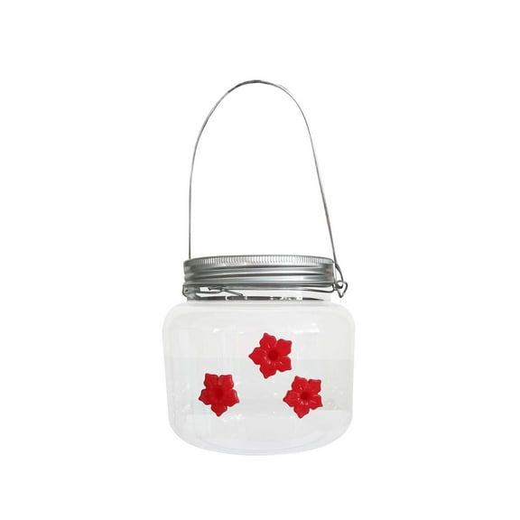 NSESSHome Hummingbird Feeder for Outdoors, Jar Humming Bird Feeder with 6 Leak-Proof Flowers, Wide Top Opening for Easy Filling & Cleaning