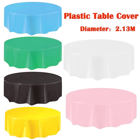 NSESSHome Large Plastic Circular Table Cover Cloth Wipe Clean Party Tablecloth Covers