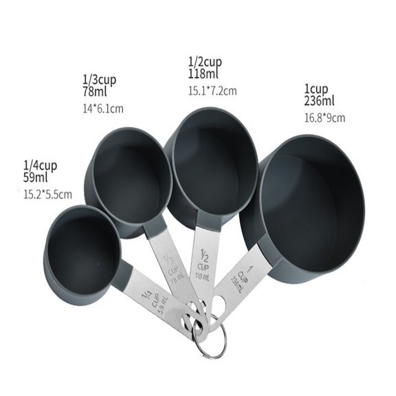 NSESSHome Measuring Spoons Set, 4 Piece Stackable Stainless Steel Handle Accurate Tablespoon for Measuring Dry and Liquid Ingredients Small Teaspoon with Plastic Head