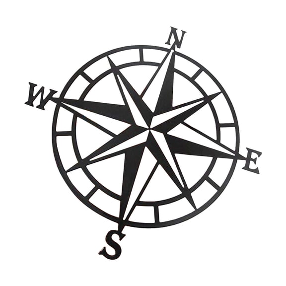 NSESSHome Metal Decorative Nautical Compass Wall Decor, Living Room Bedroom Office Porch Garden Patio Signs Wall Hanging Art Beach Theme Home Decoration - 11 Inches