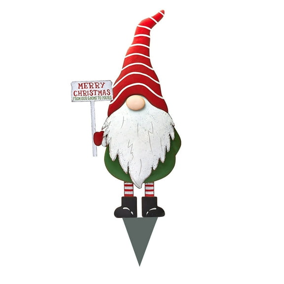 NSESSHome Metal Gnome Yard Stake Welcome Sign Christmas Ornaments Garden Lawn Patio Decor for Outdoor Stake Indoor Wall Décor