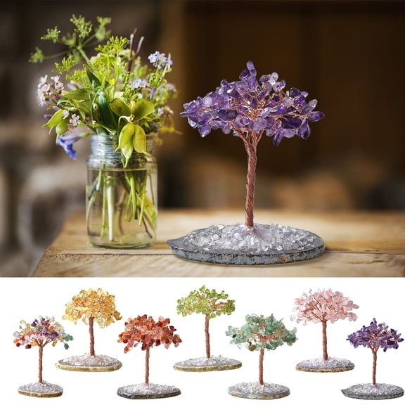 NSESSHome Natural Quartz Crystal Money Tree Natural Healing Crystal Bonsai Tree