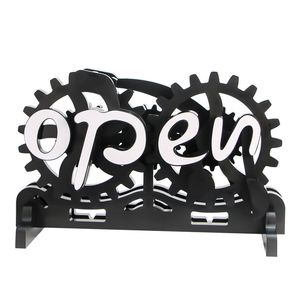 NSESSHome Clearance Open Closed Sign Board, Wooden Gear Mechanism ...