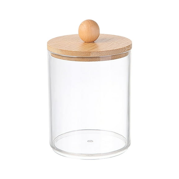 NSESSHome Qtip Holder Dispenser for Cotton Ball, Cotton Swab, Cotton Round Pads, Floss - 10 oz Clear Plastic Apothecary Jar Set for Bathroom Canister Storage, Vanity Makeup Organizer
