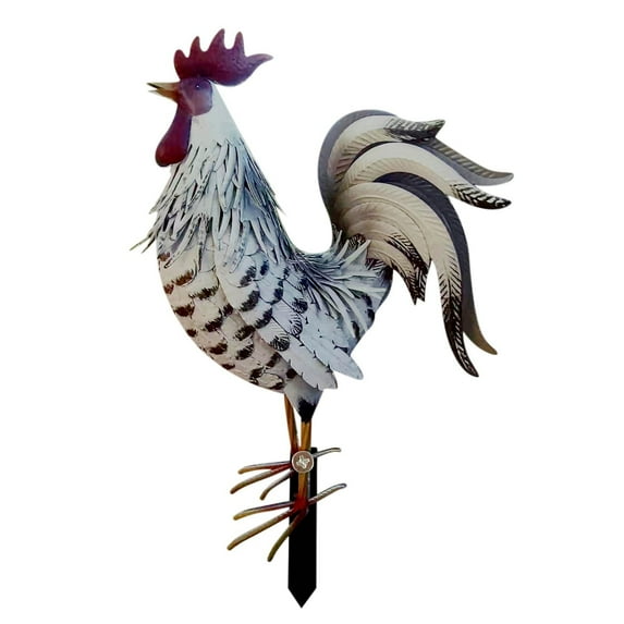 NSESSHome Rooster Decor Garden Statue Metal Chicken Yard Art Sculpture Outdoor Figurines,Housewarming Birthday Gifts for Women Mom Grandma, Adjustable Feet for Stability