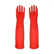 NSESSHome Rubber Dishwashing Cleaning Gloves, Reusable, Waterproof with Extra-Long Cuff and Anti-Slip Design for Household and Kitchen Use - L