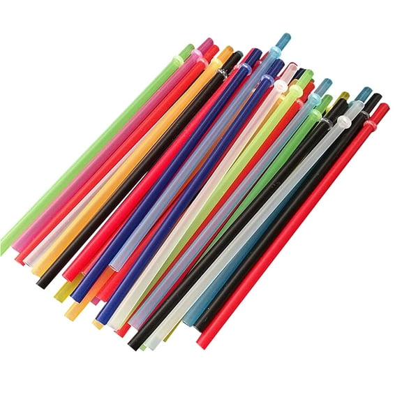 NSESSHome Set of 25 Reusable Plastic Straws with Brush, Extra Long Colorful Tumbler Replacement Straws for Cups