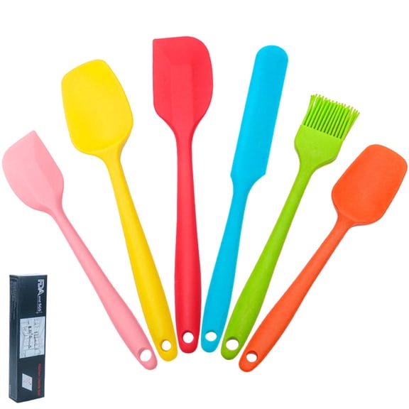 NSESSHome Silicone Spatula Set of 6, (600°F) High Heat Resistant Kitchen Scraper Spatulas, One-Pieces Seamless Design, Perfect for Cooking Mixing and Baking, BPA Free and Dishwasher Safe
