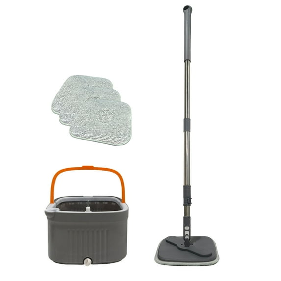 NSESSHome Spin Mop and Bucket Set with Separation Dirty and Clean Water System, Self Wringing 360 degrees Rotating Clean Mop-Head and Bucket Set for Hardwood Tile Marble Floor