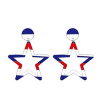 NSESSHome USA Patriotic Dangle Earrings for Women, Red White Blue Stripe American Flag Earrings, Star Drop Earrings, 4th of July Ndependence Day Patriotic Earrings, Independence Day Gift