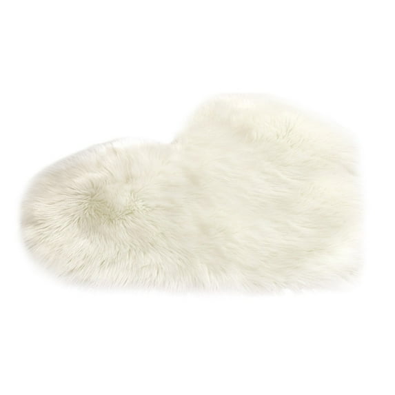 NSESSHome Clearance Wool Imitation Sheepskin Area Rugs 11.8x15.7 Inch Non-Slip Soft Heart Shaped Floor Mats for Bedroom Living Room Home Decor
