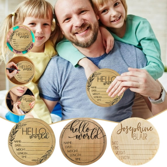 NSESSHome World Birth Announcement Sign - Wooden Plaque For Baby Name And Birth Detai