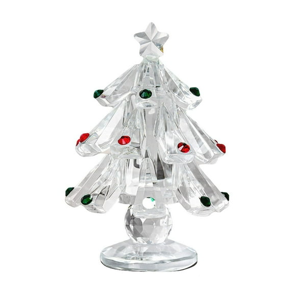 NSESSHome Crystal Glass Christmas Tree Silver Plate Glass Tree Figurines s Tall Christmas Tree Ornaments Holiday Table Centerpiece Tabletop