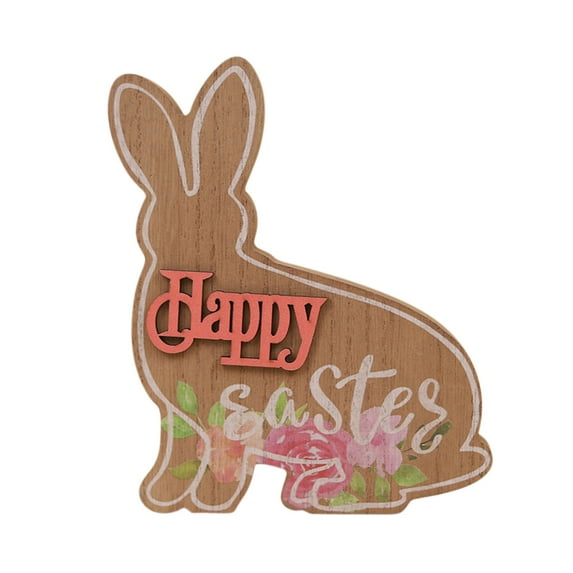 NSESSHome Easter Bunny Wooden Signs Bunny Decor Rustic Easter Tiered Tray Decor Easter Rabbit Table Sign, Freestanding Easter Table Decorations for Easter Spring Party