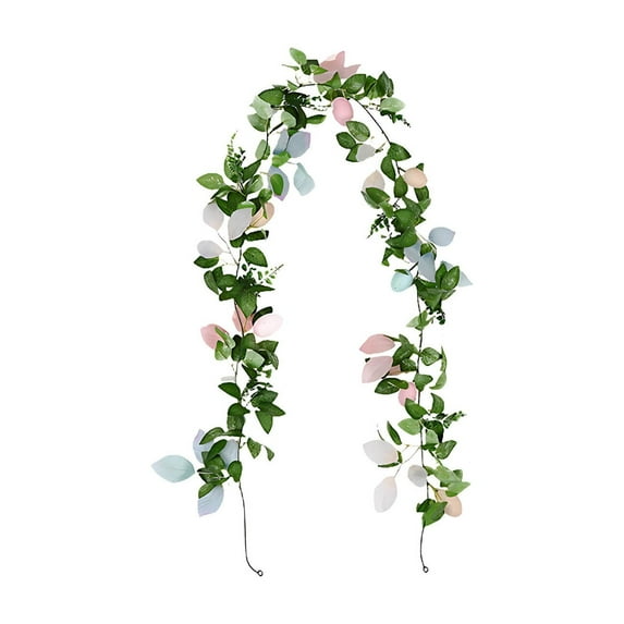 NSESSHome Easter Egg Garland Spring Artificial Easter Colored Egg and Artificial Ivy Fake Greenery Leaf Garland Plants Vine for Holiday Parties Home Fireplace Table Indoor Outdoor