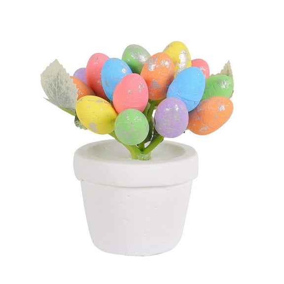NSESSHome Easter Egg Plant for Easter Party Decorations Easter Potted Plant Artificial Easter Eggs Plant Potted Flower Egg Spotted Eggs