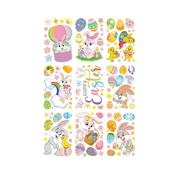 NSESSHome Easter Stickers Sheet Assorted Easter Bunny Egg Chick Stickers for Easter Party Favor DIY Craft Art Making Decoration for Laptops, Water Bottles, Scrapbooking, Skateboards