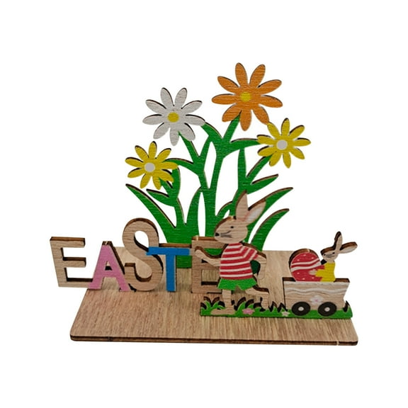 NSESSHome Easter Wooden Table Sign, Happy Easter Bunny Table Centerpieces Spring Tabletop Colorful Easter Egg Hunt Table Centerpiece Signs for Dinner Party Indoor Decoration