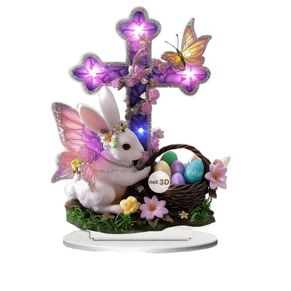 NSESSHome Eggs and Rabbits Flat Acrylic Ornament, Festive Desktop Decoration for Home and Party