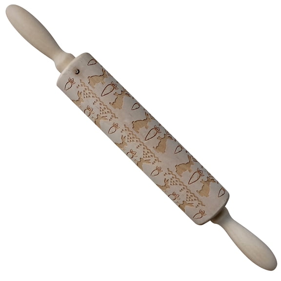 NSESSHome Embossed Wooden Rolling Pin, Embossing Rolling Pin for Baking Fondant, Pizza, Pie, Pastry, Pasta, Dough, Cookies, Suitable Christmas, Father and Mother's Gift 13.78"