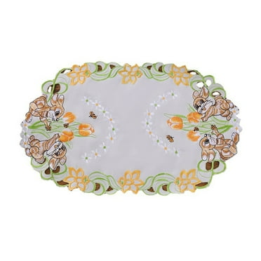 NSESSHome Embroidered Easter Placemats, Colorful Bunny Placemat for Dining Table,Spring Table Mats,11"x16.9" Inch Cutwork Doilies with Rabbit and Flowers