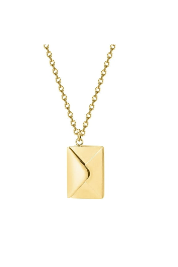 Envelope Love Letter Necklace for Women Stainless Steel Love You Secret Gift Message Engraved Locket Jewelry Pendant Couples and Family