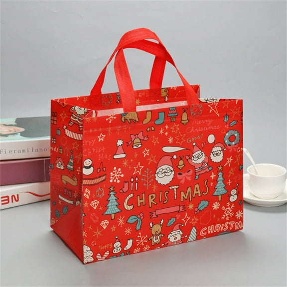 NSESSHome Extra Large Christmas Gift Bags, Reusable Tote Bags with Handle Non-Woven Christmas Grocery Shopping Totes for Holiday Xmas
