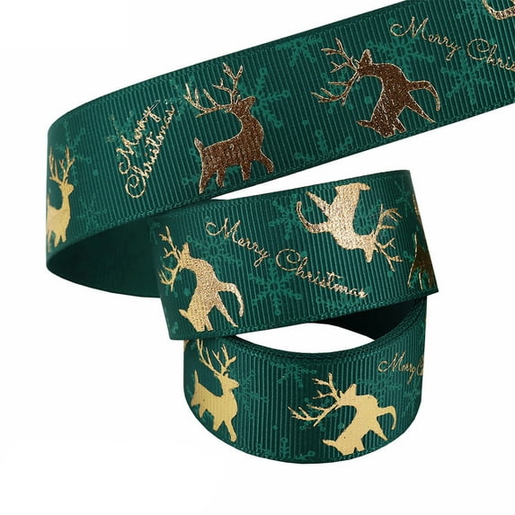NSESSHome Fabric Deer Ribbon, Ribbon for Christmas Tree Decoration, Bow Making, Gift Wrapping, Cards Display, Crafts, Wedding