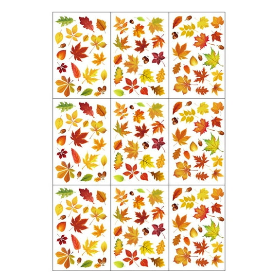 NSESSHome Fall Maple Leaves Window Clings Thanksgiving Watercolor Maple Tree Window Decals Colorful Leaves Pumpkins Window Stickers for Autumn Harvest Home School Accessories Party Supplies