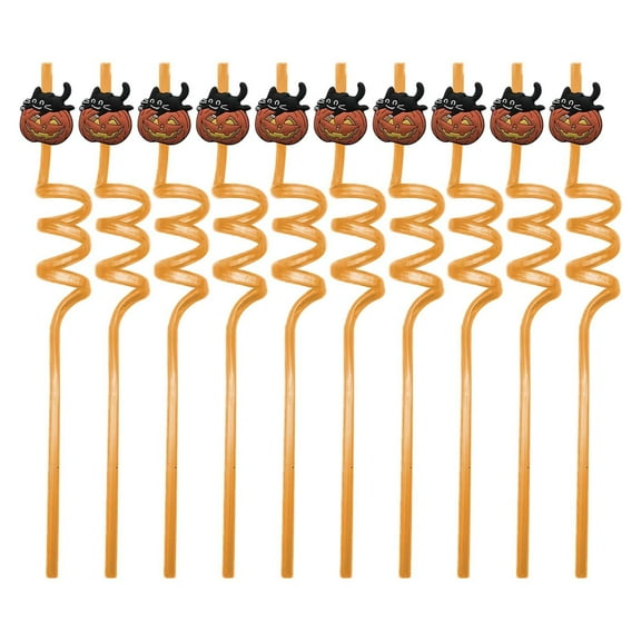 NSESSHome Fall Straws 10pcs Fall Autumn Party Decorations Supplies Fall Autumn Crazy Plastic Straws for Autumn Fall Birthday, Baby Shower, Thanksgiving, Little Pumpkin Party Decorations