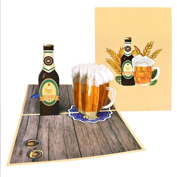 NSESSHome Father's Day Pop Up Card, 3D Pop Up Birthday Card, Fathers Day Pop Up Card, Beer Popup Greeting Card for Dad, Brother, Friend.er