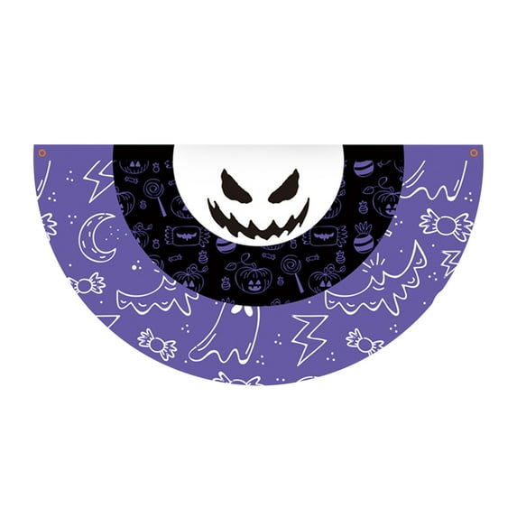 NSESSHome Flag Bunting Halloween Bunting Half Fan Hanging Flag Banner for Halloween Indoor Outdoor House Holiday Yard Decorations Party Props