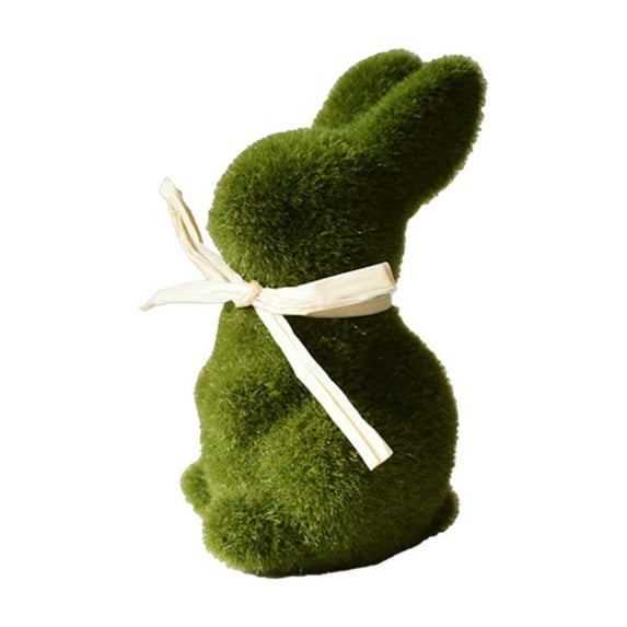 NSESSHome Flocked Bunny Easter Holiday Spring Decor Rabbit Figurines Garden Artificial Animal Moss for Indoor Table Home, Kitchen, Shelf Decorations Furry Covered Rabbits