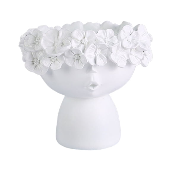 NSESSHome Flower Wreath Girl Vases,Head Flower Wreath Girl Doll Head Planter Resin Decorative Vases Centerpieces for Table Home Office Decor