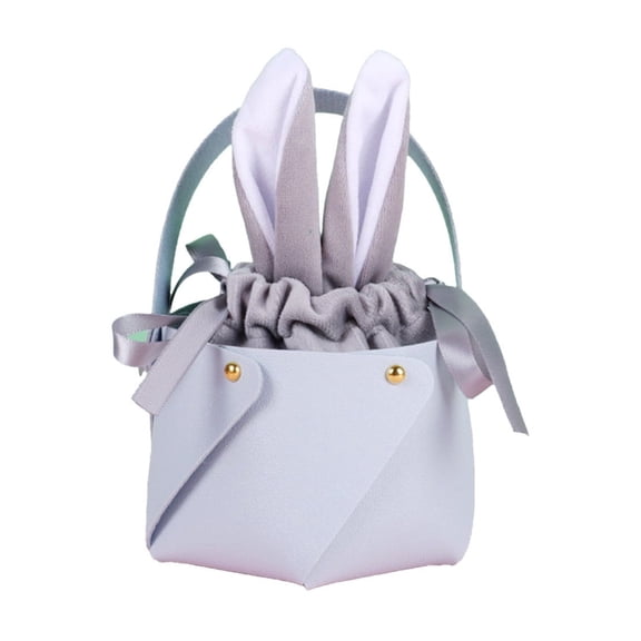 NSESSHome Happy Easter Basket Plush Bunny Long Ears Bags Rabbit Buckets Easter Tote Bags Children Gift Storage Handbag Home Decor
