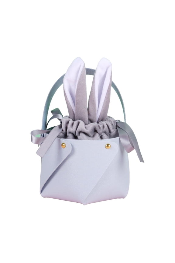 Happy Easter Basket Plush Bunny Long Ears Bags Rabbit Buckets Easter Tote Bags Children Gift Storage Handbag Home Decor